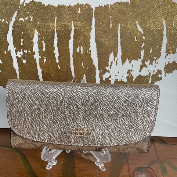 Coach Metallic and Brown Leather Wallet - Picture 2 of 6